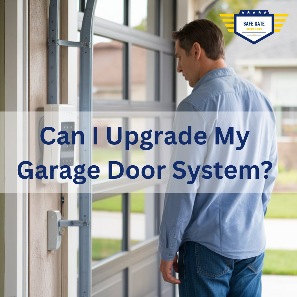 Visual representation of a garage door with upgrade options, highlighting features for improved functionality and aesthetics. - Can I Upgrade My Garage Door System?