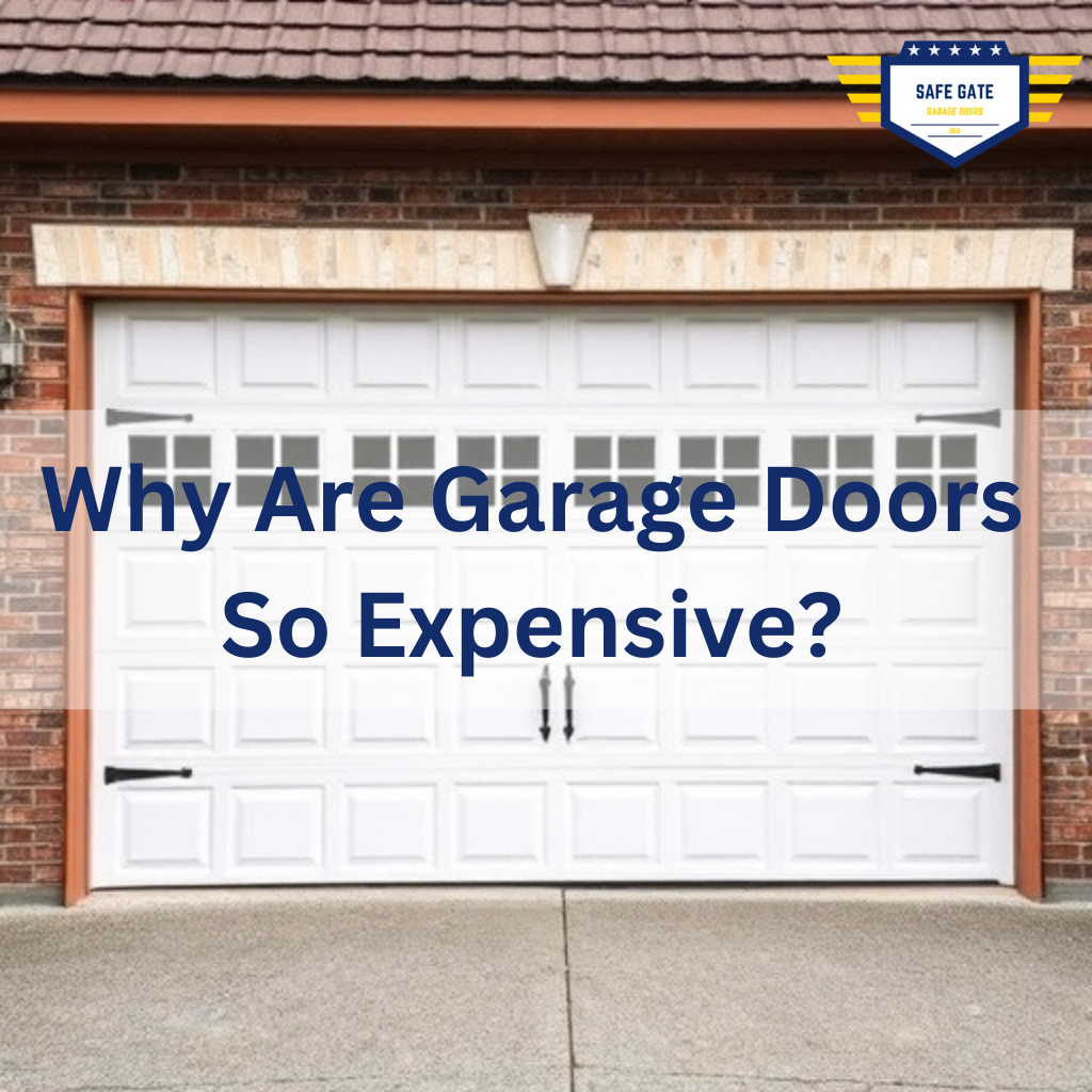 A close-up of a garage door with a price tag, highlighting the factors contributing to its high cost. - Why Are Garage Doors So Expensive